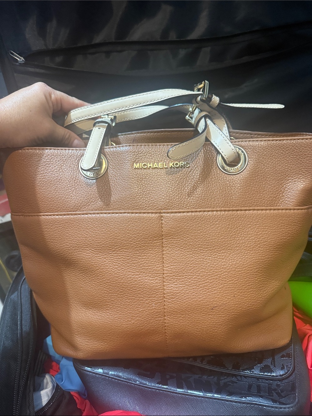 Michael Kors Tan Tote with Cream Handles